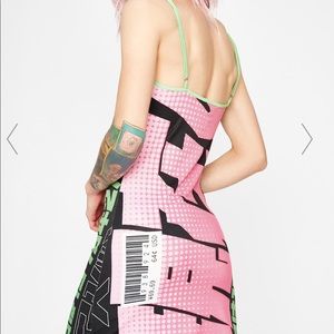Graphic neon slip dress